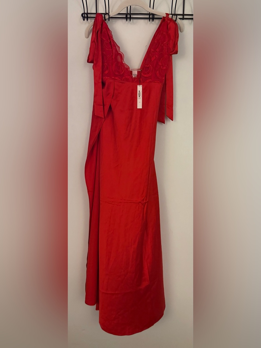 Victoria's Secret Red Lace-Trim Maxi Night Gown